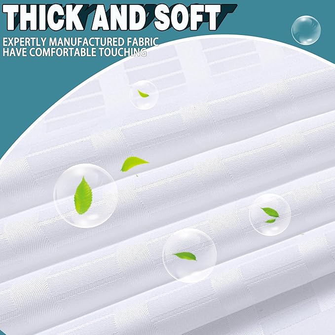 Conbo Mio Stall No Hook Shower Curtain with Snap in Liner Set, Hotel Luxury White Shower Curtains for Bathroom with See Through Top Window, Waterproof, Washable 54W x 74H