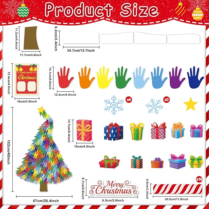 gisgfim Christmas Bulletin Board Decoration Set Merry Christmas Tree Paper Cutouts Xmas Classroom Count Down Bulletin Board Decor for Xmas Winter Holiday School Door Party Home Wall(Count Down)