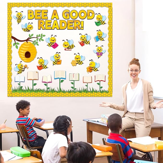 gisgfim Bee Bulletin Board Decorations Bee A Good Reader Cutouts Reading Theme Bulletin Board Borders for Classroom School Library Home Wall Decor(Bees)