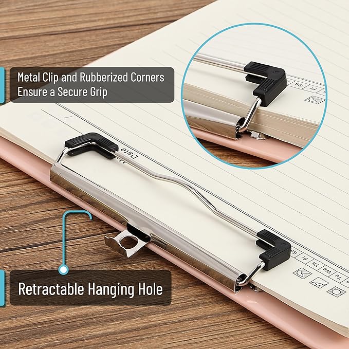 Mr. Pen- Plastic Clipboard, 12.5" x 9", 2 Pack, Clipboard Plastic, Low-Profile Metal Clip with Retractable Hanging Hole