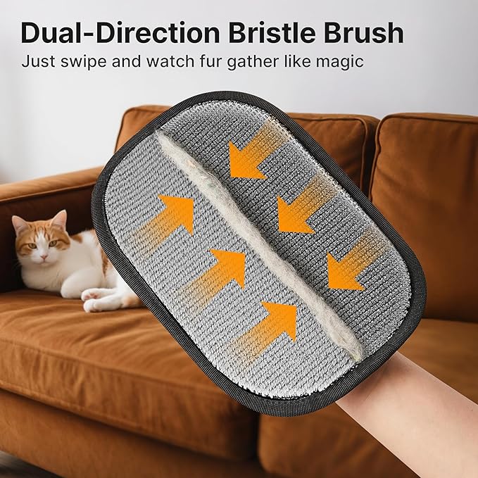 Potaroma Reusable Pet Hair Removal Glove – Electrostatic Dog Cat Fur Remover Mitt Tool for Clothes, Furniture, Couch, Carpet, Curtain, & Bedding– Durable Mesh Design