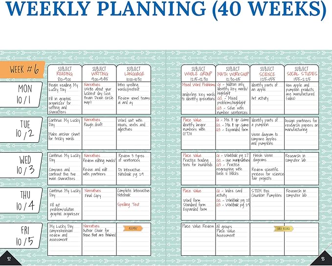 Carson Dellosa Aim High Teacher Planner 2025-2026, Undated 8" x 11" Lesson Plan Book With Stickers, Class Schedule and Weekly Calendar School Supplies, Classroom Must Haves and Homeschool Essentials