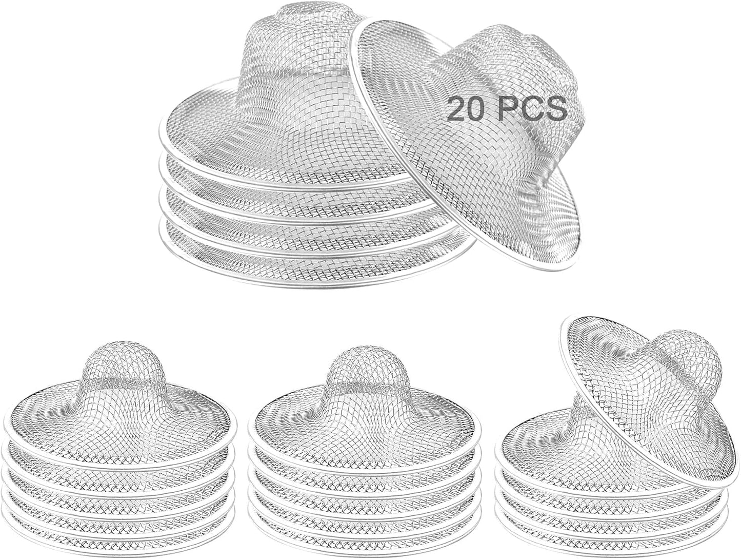 20PCS Stainless Steel Slop Basket Filter Trap, 2.75" & 4.41" Bathroom Sink Drain Strainer Mesh, Mesh Drain Cover Drain Sink Screen for Bathroom Bathtub Kitchen Laundry Lavatory Balcony RV Floor Drain