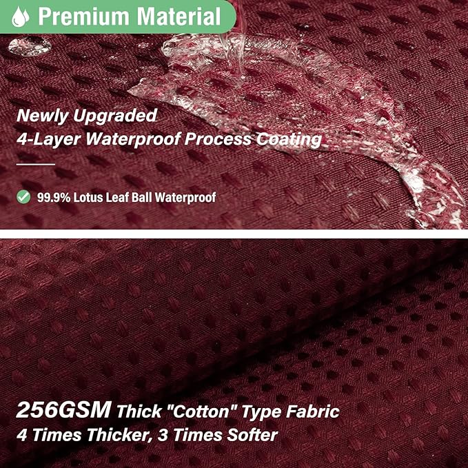 Dynamene Extra Long Shower Curtain - 96 Inch Long Waffle Weave Weighted Thick Cloth Bathroom Shower Curtain, Neutral Heavy Duty Hotel Bath Curtain Set with 12 Plastic Hooks,72x96, Burgundy