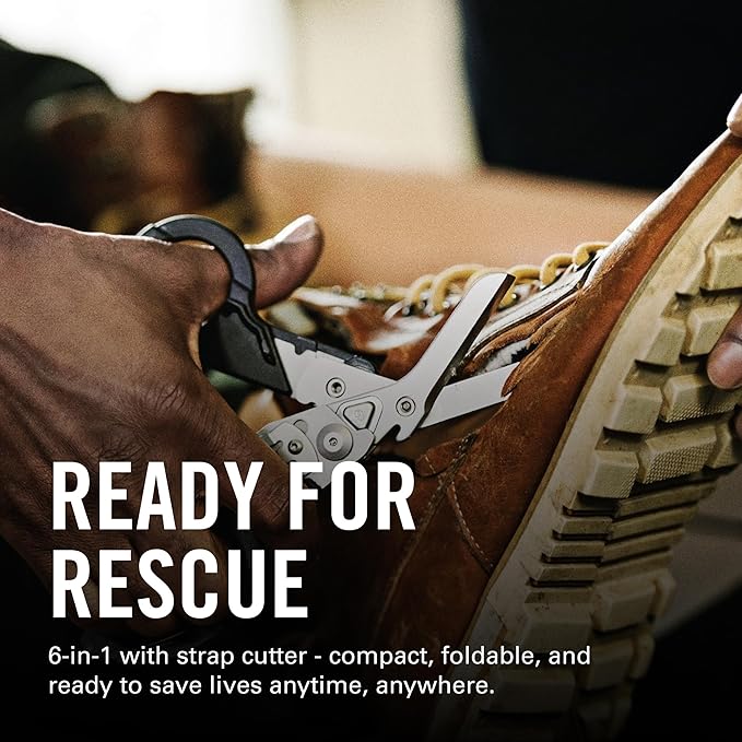 LEATHERMAN, Raptor Rescue, 6-in-1 Heavy-Duty Emergency/Trauma Shears, Made in the USA, Utility Holster Included