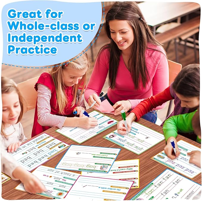 CVC Word Games Sentence Building for Kids, Handwriting Practice Sight Words Writing Tracing Phonics Flash Cards, Pre k Preschool Kindergarten Learning Activities Homeschool Special Education