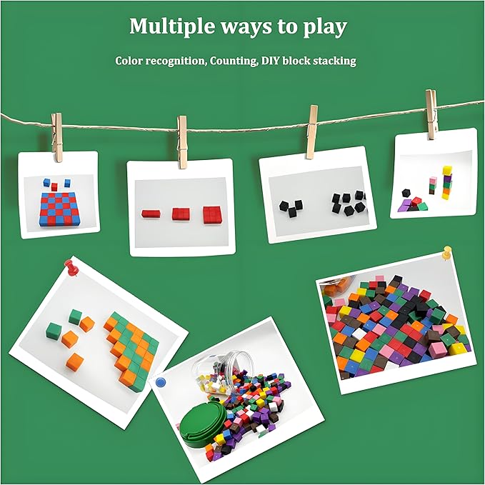 Geometric Solids 300 Pcs,Math Counting Cube,Plastic Color Sorting Stacking Blocks for Kids