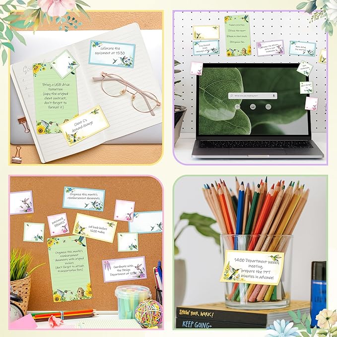 B1ykin Cute Sticky Notes Set - I Just Really Like Hummingbird Self-Stick Notes Pad, 550 Sheets Writing Memo Pages Sticky Notepad for Teacher Appreciation Gifts, School Office Supplies (Hummingbird)
