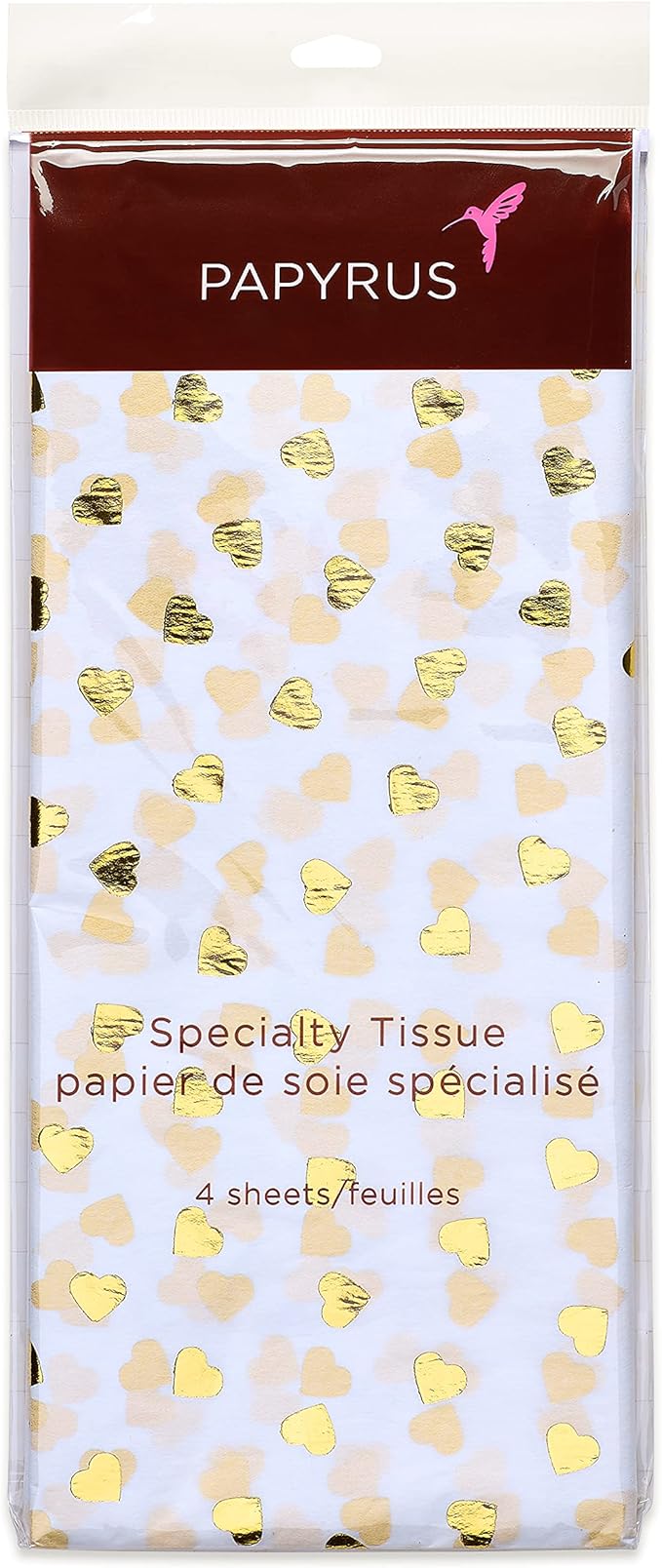 Papyrus Gold Foil Hearts Valentines Day Tissue Paper (4-Sheets)