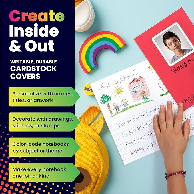 Hygloss Half Blank Books for Kids to Write Stories and Illustrate – Bulk 6 Pack – 5.5" x 8.5" A5 – Small Primary Journal for Grades K-2, Preschool/Kindergarten Notebook with Picture Space – 24 Pages