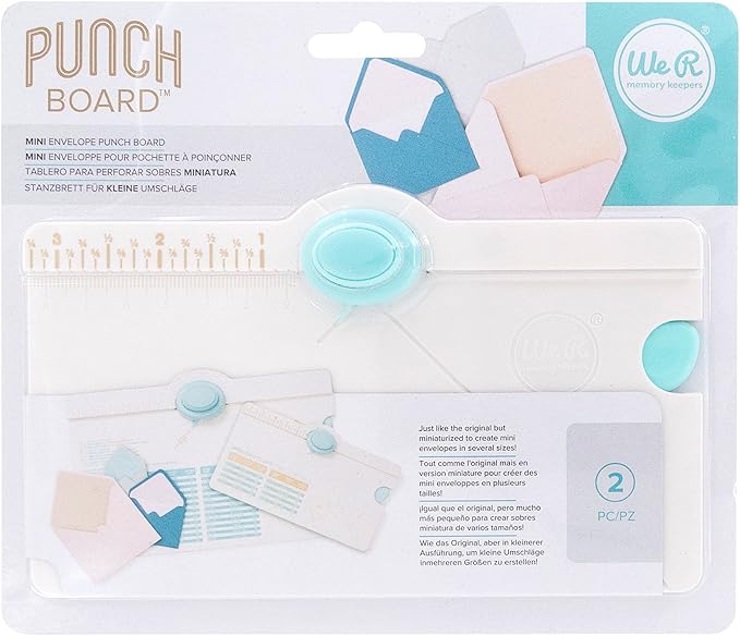 We R Memory Keepers Mini Envelope Punch Board, Scoring Tool, Corner Punch, Measuring Guide, Envelopes for Party Invitations, Graduation, Birthday Cards, Party Decorations, Office Handouts, and More