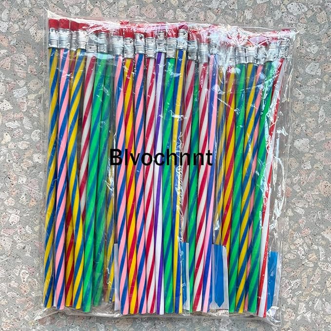 35 Pcs 7 Inch Flexible Soft Pencils, Magic Bend Colorful Stripe for Valentine's Day, Children's Day Gift, Students, Classroom Gifts, Back to School Supplies