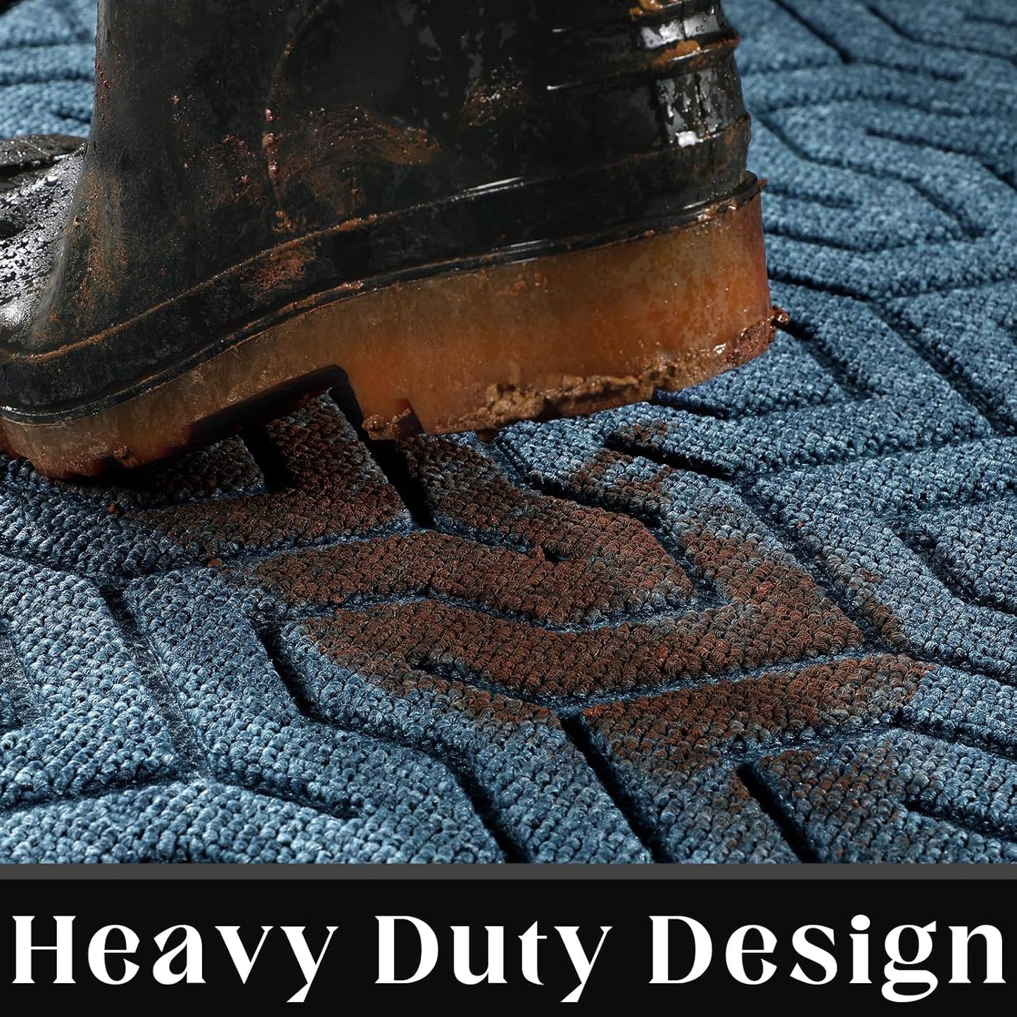Yimobra Extra Large Door Mat Outside Entrance 60x32, Waterproof Heavy Duty Outdoor Mats for Front Door, Non Slip Rubber Entry Mat for Garage Patio, Easy Clean, Mix Blue