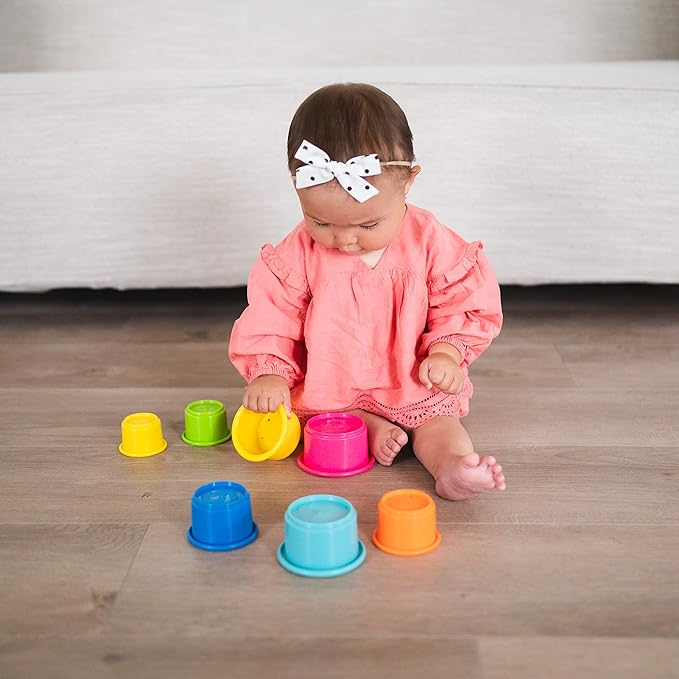 The First Years Stack & Count Stacking Cups - Colorful Baby Stacking Water Toys Set - Stackable Cups for Learning - Baby Bath Toys - Toddler Water Table Toys - 8 Count