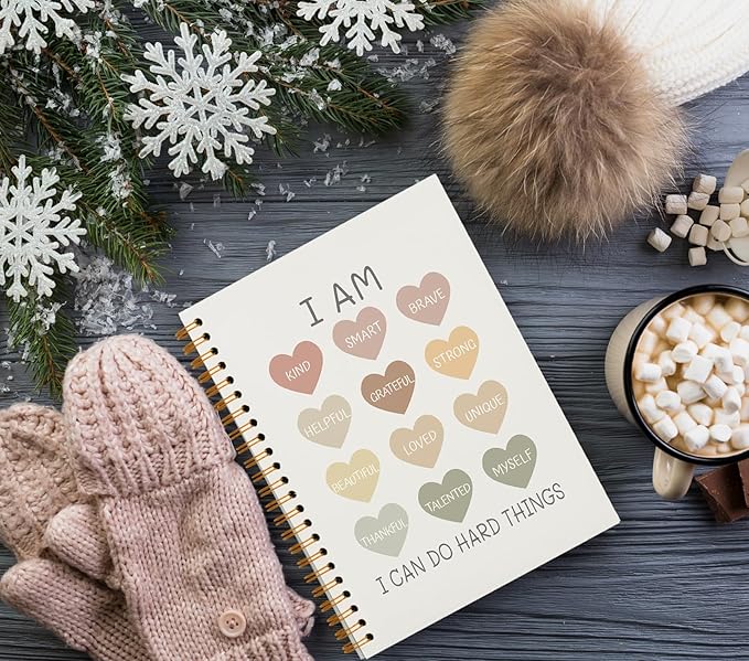 QUICQOD I Am Kind I Am Smart Affirmations Inspirational Notebooks,Positive Journal for School Coworker Teacher Student,Journaling Notebooks for Women,Hardcover Spiral Notebook 5.5x8.3