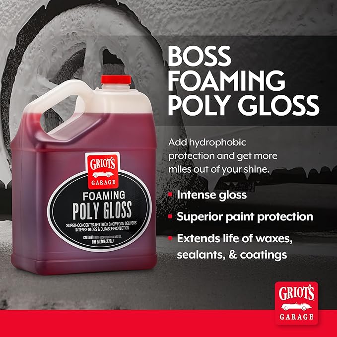 Griot's Garage Foaming Poly Gloss for Car Cleaning and Detailing, Spray Wash & Wax, Compatible with the BOSS Foam Cannon Auto-Mix System, One Gallon
