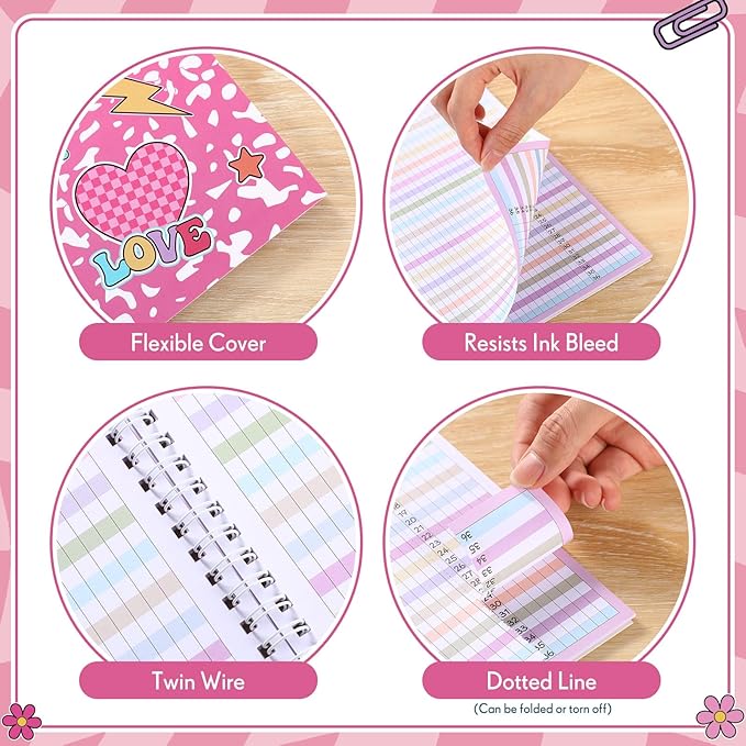 Fuyoooo Teacher Record Book Teacher Grade Book 2026-2027 Spiral Bound Pink Record Class Planner 2026 Gradebook Office Favors for Classroom Attendance Supplies Double Sided Printing