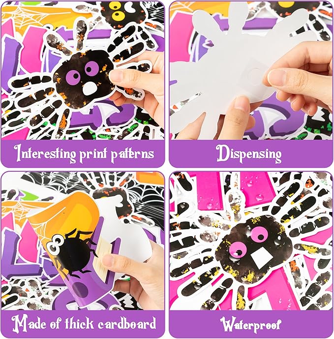 Yopyame 109PCS Get Caught Up in Learning Bulletin Board Set Halloween Handprint Spider Honeycomb Name Tags Cutouts Spider Web Border Trim Halloween Classroom Chalkboard Wall Decor Reading Room Decor