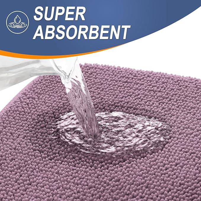 OLANLY Thick Memory Foam Bath Mats Rugs 47x17, Extra Soft Absorbent Bathroom Rug, Quick Dry Bath Mat, Non-Slip, Machine Washable Carpet for Bathroom, Tub and Shower, Home Decor Accessories, Deep Plum