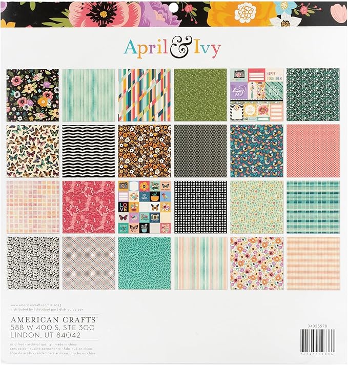 American Crafts Double-Sided Paper Pad 12"X12" 24/Pkg-April And Ivy