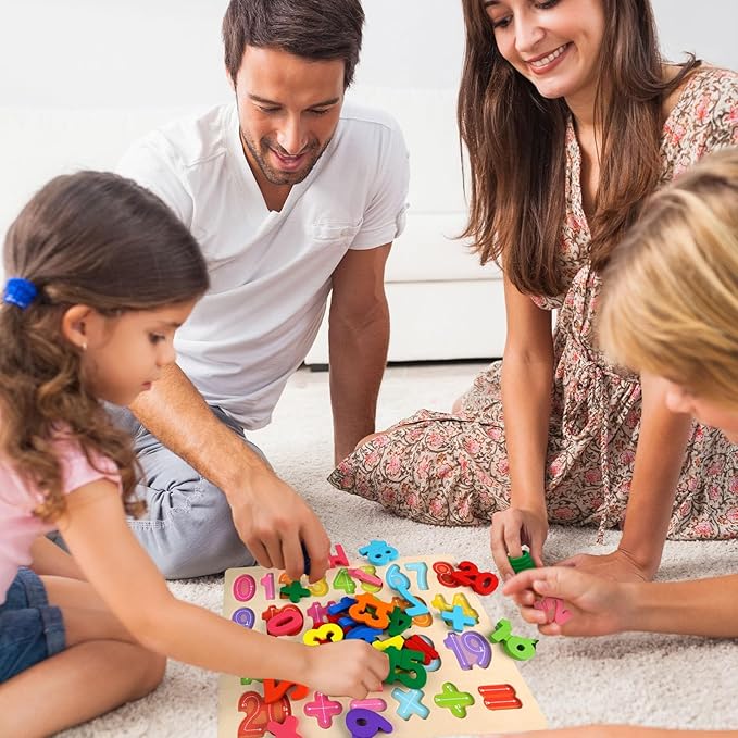 LovesTown Wooden Puzzles for Kids, Number Blocks, Montessori Preschool Educational Toddler Shape Puzzle Toys, Classroom Gifts for Boys Girls Stock Stuffering