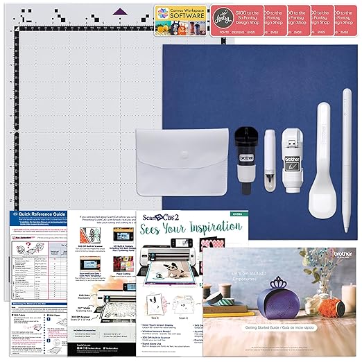 Brother ScanNCut SDX125E Deluxe Wireless Bundle with 38 Sheets 651 Vinyl, HTV, Tools, Guides, and More