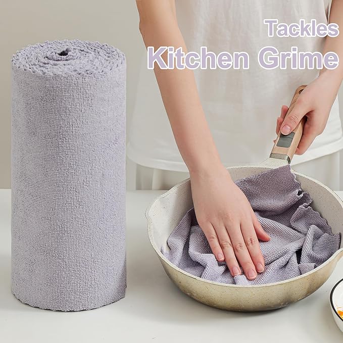 Jessy Home 80 Pack Microfiber Cleaning Cloth Roll Reusable Paper Towels 12"x12" Tear Away Cloth, Microfiber Towels for Cars, Wash Cloths, Lint Free Rags for House, Kitchen,Window,Cleaning Supplies