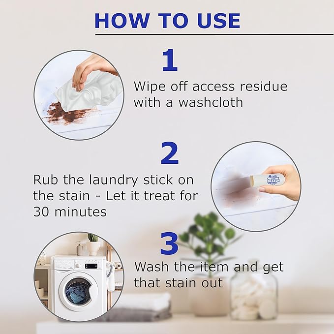 Solid Bleach In A Stick,Spill Proof,Accident Free & Unscented,Removes Stains & Brightens Colors,(Pack 4)