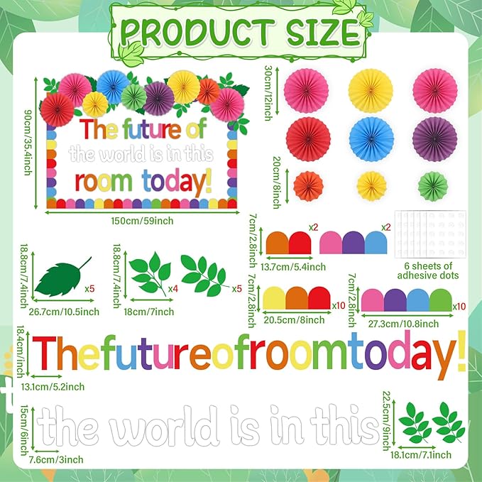 Classroom Bulletin Board Decorations with 3D Paper Fans Inspirational The Future of The World is in This Room Bulletin Board Set for Back to School Motivational Office Home Wall Door Chalkboard Decor