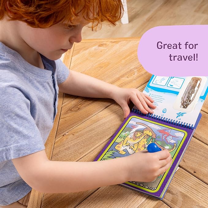 Melissa & Doug On The Go Water Wow! Mess Free Coloring Book, Reusable Water-Reveal Activity Pad, Dinosaurs, Travel Toys, Party Favors, for Toddlers & Kids Ages 3+
