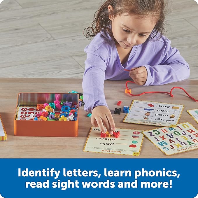 Learning Resources Skill Builders Letter Learning Kit - Alphabet Montessori Toys, Homeschool Supplies, Preschool Classroom Must Haves, Toddler Activities, Lacing Cards