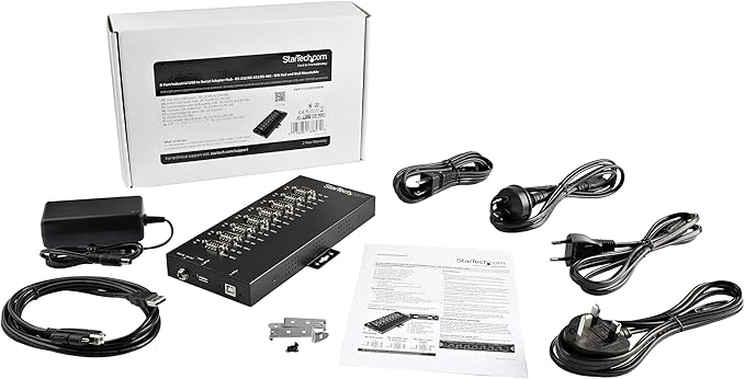 StarTech.com 8 Port Serial Hub USB to RS232/RS485/RS422 Adapter - Industrial USB 2.0 to DB9 Serial Converter Hub - IP30 Rated - Din Rail Mountable Metal Serial Hub - 15kV ESD Protection, TAA