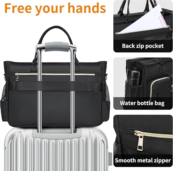 Rabjen Nurse Tote Bag for Work with Padded 15.6” Laptop Sleeve, Medical Supplies Shoulder Bag for Home Health Care