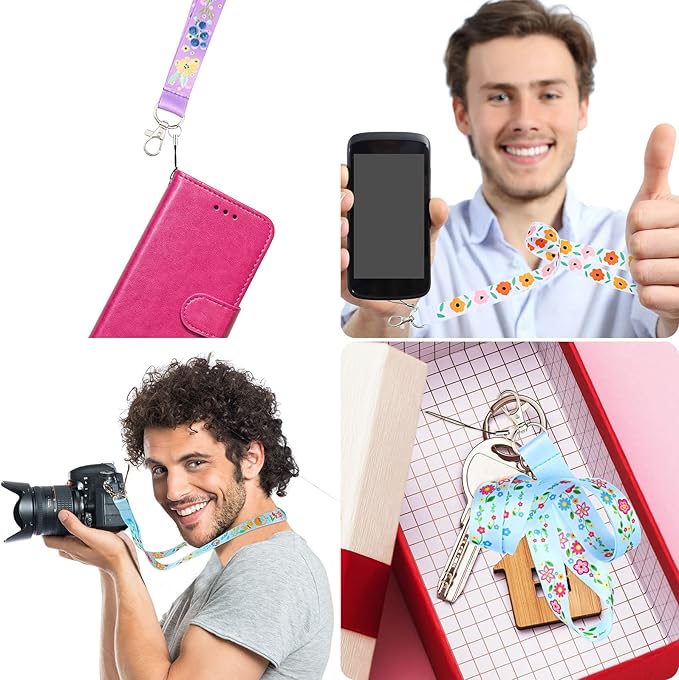 Marspark 14 Pcs Seasonal Holiday Lanyards for ID Badges Spring Easter Lanyards Floral Keychains Bulk Flower for Spring Seasonal Teacher Office Supplies