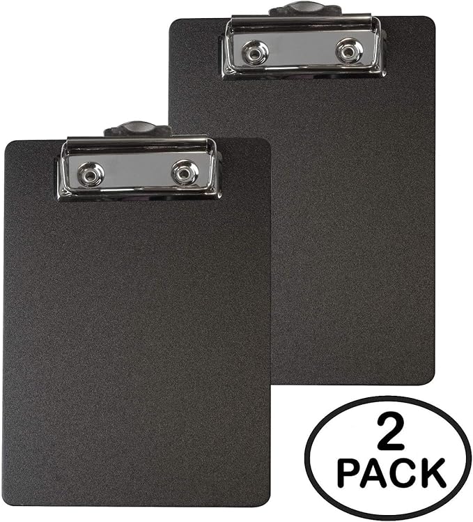 Primo Factotum- Mini Clipboards 4" x 6" - Great for Small Notepads - 2 Pack (Black (Deluxe Version)).