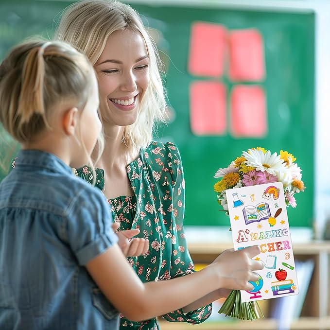 B1ykin Cute Sticky Notes Set - A+ Amazing Teacher Self-Stick Notes Pad, 550 Sheets Writing Memo Pages Sticky Notepad for Appreciation Gifts, School Office Party Favors Supplies (A+ Teacher)