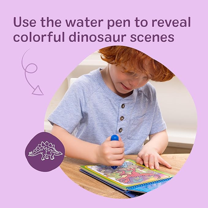 Melissa & Doug On The Go Water Wow! Mess Free Coloring Book, Reusable Water-Reveal Activity Pad, Dinosaurs, Travel Toys, Party Favors, for Toddlers & Kids Ages 3+