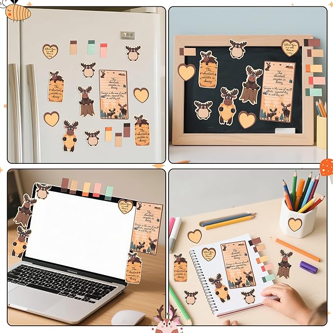 B1ykin Cute Sticky Notes Set - I Just Really Like Moose Self-Stick Notes Pad, 550 Sheets Writing Memo Pages Sticky Notepad for Teacher Appreciation Gifts, School Office Party Supplies (Heart Moose)