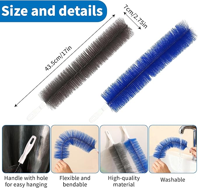 Fan Cleaning Brush Bendable Duster: 2-Pack Ceiling Fan Blades Cleaner， Microfiber Head forfor Ceiling, Blades, Curtains,Air Vents