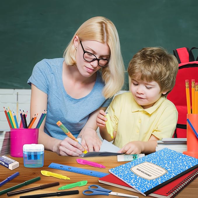 Back to School Supplies with Backpack Kids Kindergarten Preschool Elementary Supply Bundle Kit Middle High School Notebook for K-12 Student Girl Boy Classroom(Red)
