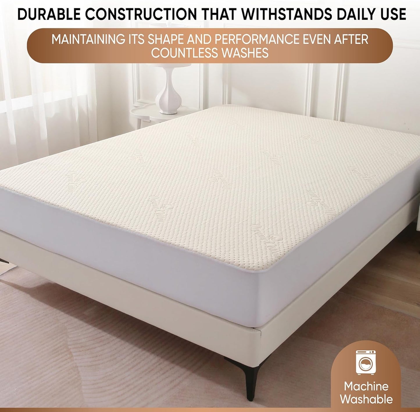 Luxury Waterproof Organic Mattress Protector Full - Organic Cotton Breathable Mattress Pad Cover - New 380 GSM Comfort - Deep Pocket - Jersey Cotton Skirt - Fitted Comfort
