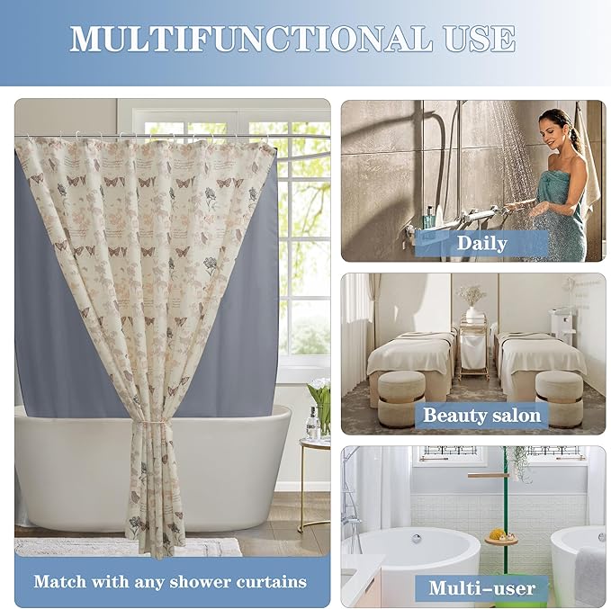 Nasitos Shower Curtain Liners 4 Pack - W36 x H72 - Washable & Water Resistant Fabric Bath Shower Liners for Narrow Stall, Stand Up Shower Stall, RV, Camper (Grey, Magnets Included)