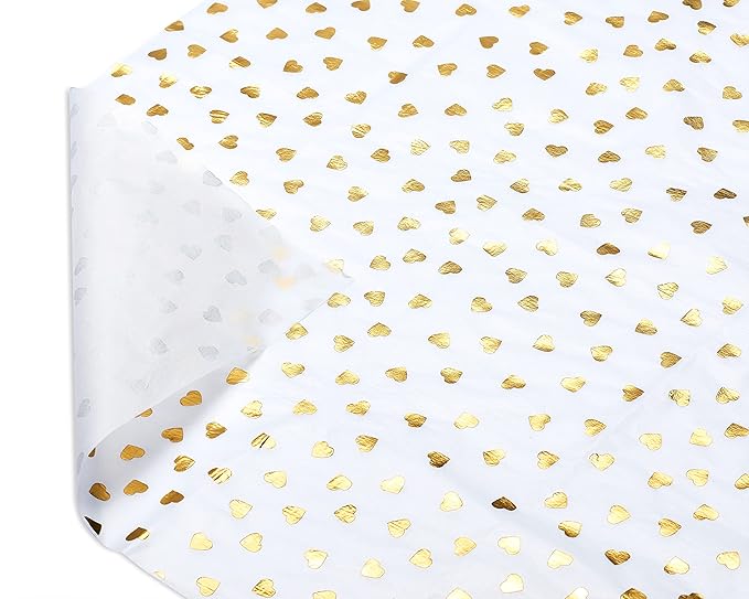 Papyrus Gold Foil Hearts Valentines Day Tissue Paper (4-Sheets)