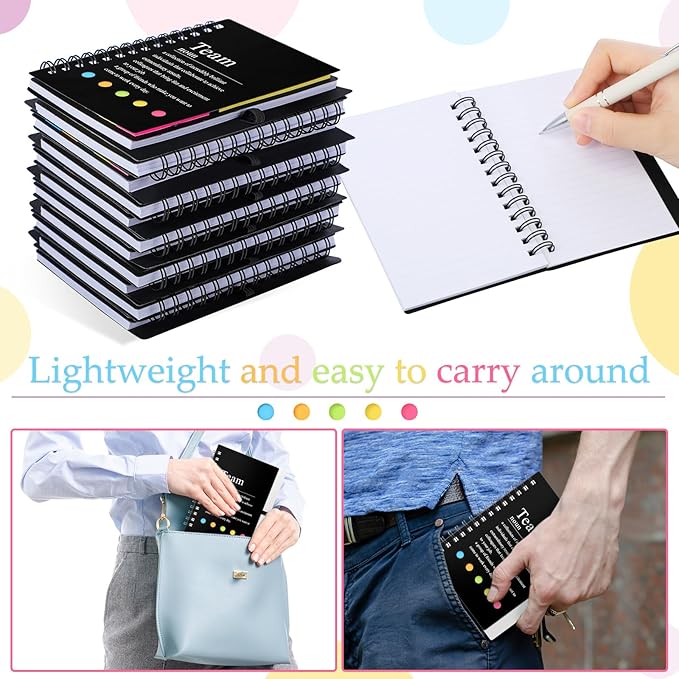 24 Pcs Employee Appreciation Gifts Bulk Team Recognition Notebooks with Sticky Notes Staff Thank You Gifts for Social Worker Teacher Nurse Coworker Office Motivation Set (Black)