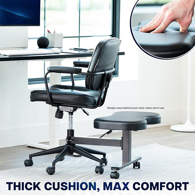 VIVO Height Adjustable Retrofit Footrest for Office Chair, Cushion Attachment Fits 2 inch Cylinders, Cross-Legged Sitting Option, Holds 242 lbs, Black, Chair-REST1