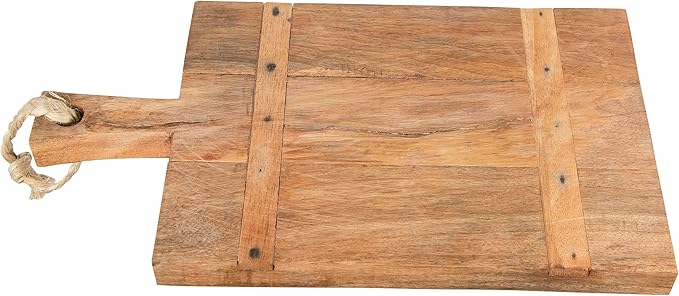 Creative Co-Op Mango Wood Cheese Board with Rope on Handle
