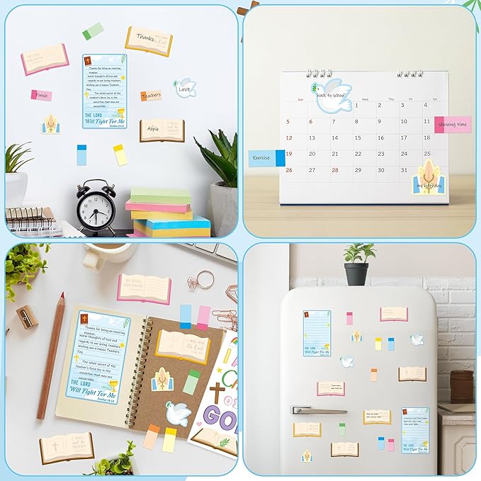 B1ykin Cute Sticky Notes Set - I Am A Child of God Self-Stick Notes Pad, 550 Sheets Writing Memo Pages Sticky Notepad for Teacher Appreciation Gift, School Office Party Favors Supplies (Bible)