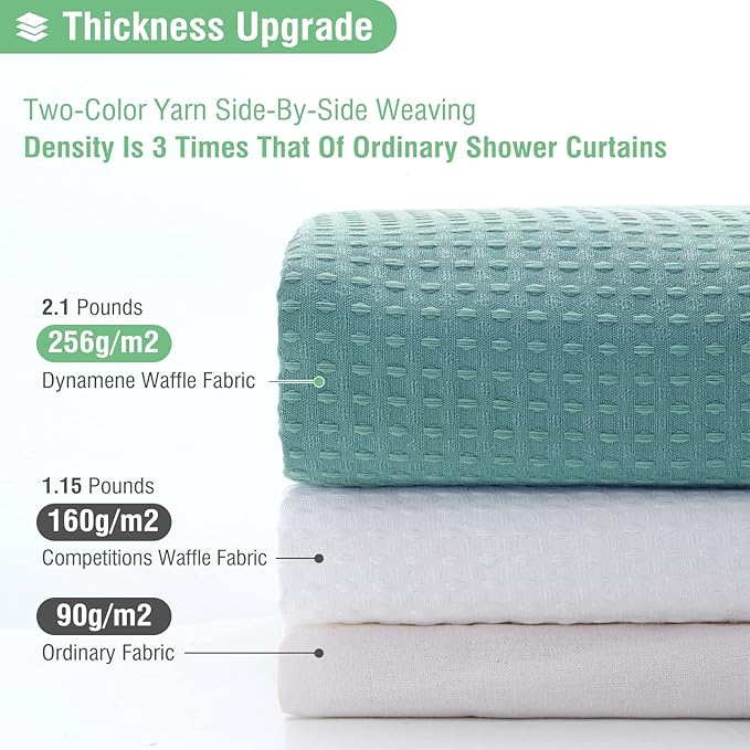 Dynamene Long Shower Curtain - 78 inch Long Waffle Weave Heavy Duty Fabric Shower Curtains for Bathroom, Neutral Weighted Hotel Spa Luxury Bath Curtain Set with 12 Plastic Hooks,72x78,Teal