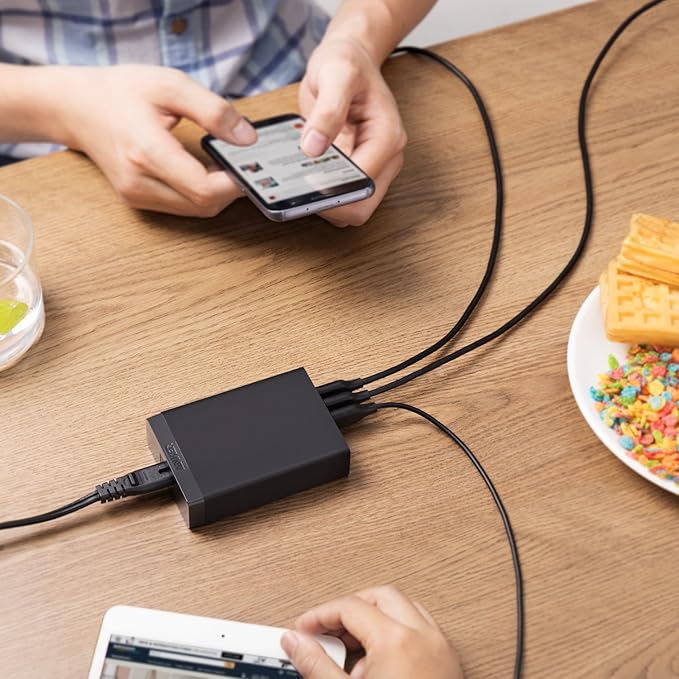 Anker Desktop Charger, 60W 6 Port USB Multiple Charging Hub, PowerPort 6 Multiple USB Charger, Campatible with iPhone, iPad, MacBook, Galaxy, LG, HTC, and More