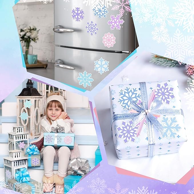 Bright Color Sticky Note - 72 Pcs Blue Purple Winter Snowflake Super Sticky Notes Memo Pads Polyester Ribbons Smooth Writing Pens Stationery Set Strong Adhesive Sticking Power School Supplies